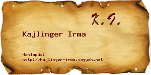 Kajlinger Irma névjegykártya